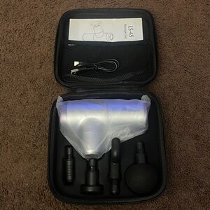 Portable Silver Massage Gun with Attachments